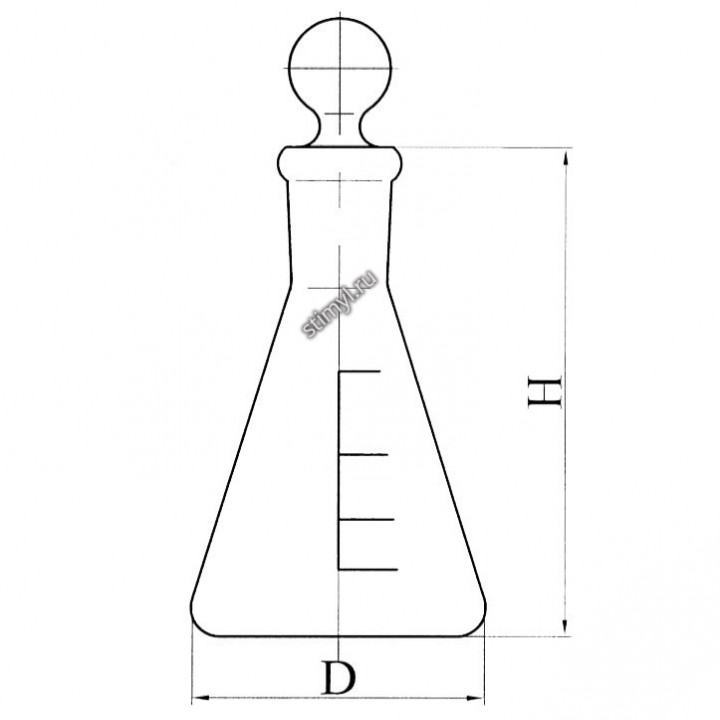 Колба КН-1 со шкалой с пробкой